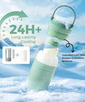 Portable Breast Milk Cooler For Travel Featuring 24 Hour Ice Free Cooling And Double Wall Insulation showing upgraded cooling structure in icy setting.