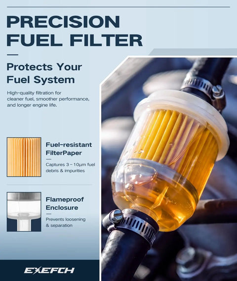 Golf Cart Tune Up Kit With Drive Belt And Starter Generator Belt For Yamaha G16 G19 G22 G29 1996 Up 4 Cycle 301cc 357cc Engines Includes Pre Fuel Filter Air Filter Spark Plug And All Essential Components For Quick Maintenance precision fuel filter in use