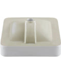 Underside view of Elavo Ceramic Square Semi-Recessed Bathroom Sink With Overflow And Pop Up Drain In Chrome White