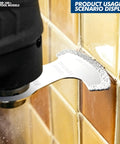 3 Pack Diamond Grit Oscillating Blades For Grout Removal And Mortar Cleaning in use on tile surface