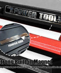 12 Pack Magnetic Toolbox Labels Set With 3D Embossed Metal Tags for Pro-Grade Tool Chest Organization, waterproof, close-up view.