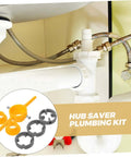 Hub Saver Plumbing Kit under sink with piping and fittings, suitable for use with Hardcore Pipe Threader Kit For Plumbing Projects High Performance Thread Maker Set That Delivers Quick Reliable Threads And Serious Efficiency Boost For Pros And DIYers