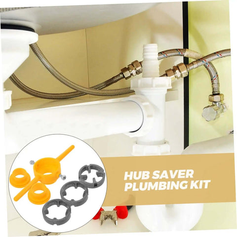 Hub Saver Plumbing Kit under sink with piping and fittings, suitable for use with Hardcore Pipe Threader Kit For Plumbing Projects High Performance Thread Maker Set That Delivers Quick Reliable Threads And Serious Efficiency Boost For Pros And DIYers