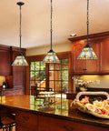 Tiffany Style Stained Glass Pendant Light, 1 Light Mission Antique Ceiling Lamp for Kitchen Island, 8 Inch Shade in cozy kitchen