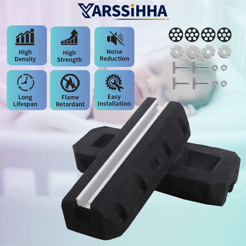 Heavy Duty Rubber Base Pad For 9000 To 36000 BTU Ductless Mini Split Air Conditioner And Heat Pump Anti Vibration Floor Mount Pad displayed with bolts and washers