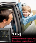 Man and child in car plus inset showing 7-pin connector for Power Window Regulator With Motor Front Left Driver Side For Chevy Cruze 2010 2011 2012 2013 2014 2015 And Cruze Limited 2016 Replacement Part Numbers 748974 75226747 Premium Quality.
