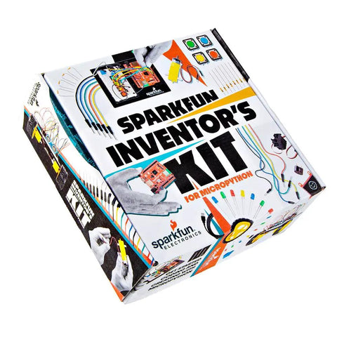 MicroPython Inventor Kit With RP2350 IoT RedBoard For Makers 5 Guided Projects And 16 Circuits With OLED Display Motors Sensors Robot Build And A Solderless STEM Kit For Hands On Learning boxed kit with RedBoard, wires, and project parts