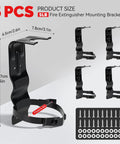 5 Pack Fire Extinguisher Mount Brackets 5 Lb Metal Strap Holder displayed with screws and measurements.
