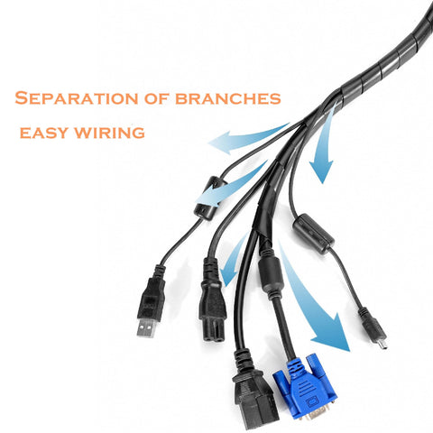 Spiral Cable Wrap Sleeve 5.5 Ft Coil 1 Inch Diameter PE Material Durable Flame Retardant Cord Organizer For Computer TV USB Wires Wire Management