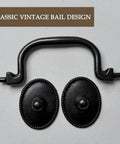 Vintage Oil Rubbed Bronze Bail Drawer Pulls Set Of 6, Classic Drop Handles on white background