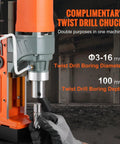 Heavy Duty Boss Grade Magnetic Drill 1450W Variable Speed Portable Electric Core Chucker with twist drill chuck for 3-16mm boring.
