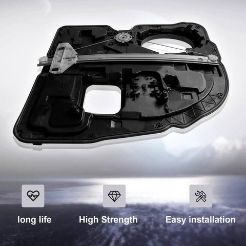 Rear Right Window Regulator For Dodge Ram 2009 2020 Passenger Side Replacement Direct Fit Easy Install 68045170AC 68045170AA 68045170AB OE Quality No Drilling Simple Install in a close-up view showing high strength build and easy installation features.