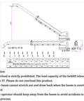 Diagram of Heavy Duty Forklift Telescopic Boom With Adjustable Tilt And 6600 LBS Rock Solid Mobile Crane Kit specifications.