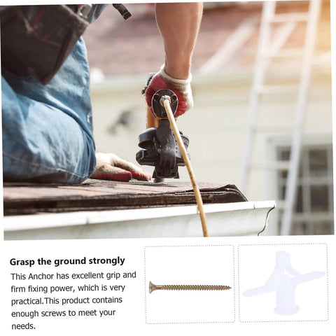 Person installing roofing with Heavy Duty Drywall Fixing Screws And Plastic Wall Anchors Expansion Plugs Bulk Pack 100 Pieces For Gypsum Board
