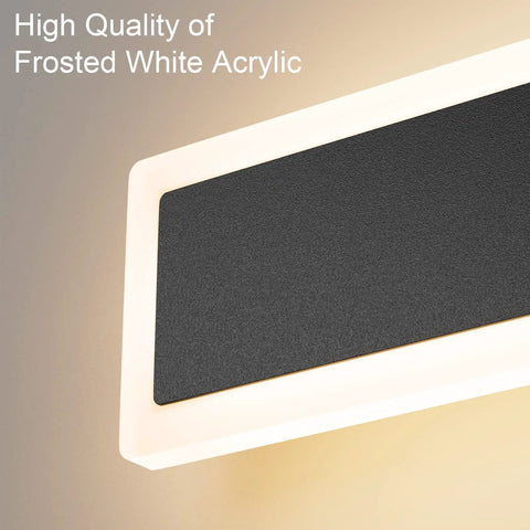 Aipsun 2 Packs Outdoor Wall Sconce, 3000K 4000K 6000K, 23.6in modern black exterior light with frosted white acrylic.