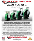 12 Inch Swivel Top Plate Caster Set Heavy Duty With Blue Polyurethane On Cast Iron Wheels Four Pack Includes Total Lock Brakes
