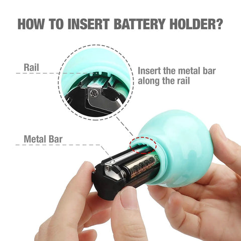 Inserting AAA batteries into teal LED camping light from Three Pack Portable LED Camping Lights With Three Modes High Low And Strobe Lightweight ABS Bulbs In Green Teal Pink Ideal For Kids Adventures Camping Emergencies Includes 3 AAA Batteries.