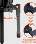 Tory 3300 Lb Capacity Electric Pallet Stacker With 130 Inch Lift Height And Adjustable Forks straddle leg adjustment detail.