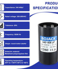 Specifications of Ultimate DIY Replacement Universal Round Start Capacitor 340 To 408 UF MFD 220 To 250V 50 To 60Hz