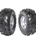 18 by 9.5 by 8 tubeless wheels for 1 Inch Steel Live Axle Kit For Go Karts And ATVs, heavy-duty chrome rims with treaded tires