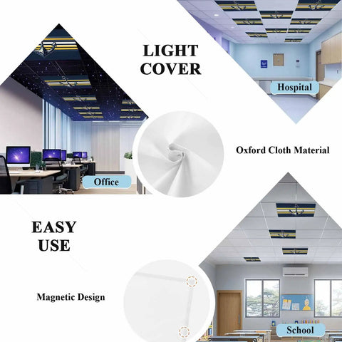 Straight Up Nautical Vibes: 3 Pack Magnetic Ceiling Light Covers For Drop Ceilings, Vintage Blue And Yellow Striped Anchor Fluorescent Lamp Shades That Hits Different For Classrooms And Offices