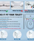 Must Have 2 In 1 Bidet Attachment For Toilet With Handheld Sprayer, Temperature Display, installation guide with fit dimensions.