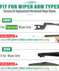 Fit for wiper arm types image detailing Premium Windshield Wiper Blades For Chevrolet Trax 2024 Through 2026 features.