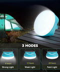 Go To Solar Camping Light For Tent Power Outages, Rechargeable LED Lantern outside tent showing three dimmable modes