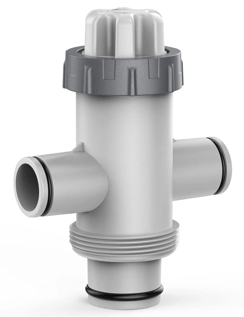 Split Pool Plunger Valve For Pool Filter Circulation Systems With Dual Hose Fittings Fits 1.25 Inch And 1.5 Inch Hoses Vacuum Ready Easy Flow Control And Quick Connect With Other Pool Fittings And Adapters For A Flexible DIY Setup, gray plastic valve with dual hose fittings