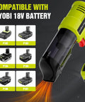 3 In 1 Cordless Handheld Vacuum Compatible With Ryobi 18V Battery Wet And Dry Car Vacuum close-up with 18V battery options