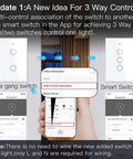 Glass Panel WiFi Smart Wall Switch 3 Way Multi Control 2.4GHz Remote Control Via Smart Life Tuya App Works With Alexa And Google Home Neutral Wire Required interface with mobile app and wall switches.