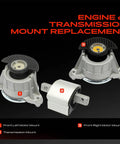Heavy Duty Engine Motor Mount And Transmission Mount Kit Set Of 3 For Mercedes Benz C250 C300 C350 E350 V6 Rwd showing front left, right, and transmission mounts.
