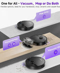 Beast Robot Vacuum And Mop Combo with 6000Pa Suction and 3.5L Self Emptying Dock, shown in vacuum, mop, and combined modes on different surfaces.