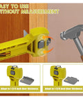 Heavy Duty Door Hinge Routing Template Fits Three To Five Inch Hardware For One Point Three Eighths Inch Or Three Quarters Inch Thick Boards showing easy-to-use routing jig adapting for door thickness.