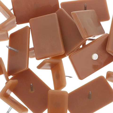 20 Piece Plastic And Iron Drawer Stopper Set for dressers and cabinets, showing square and L shape glides, brown color