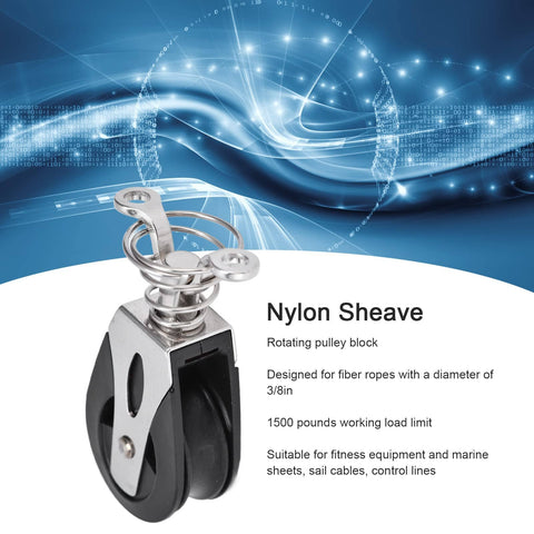 Beefy Nylon Swivel Sheave Block Pulley For Marine Rigging And Fitness Gear, 316 Stainless Steel, Plain Bearing, on abstract background