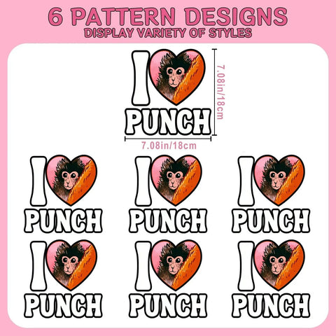 Dope Monkey Heart I Love Punchis Babys DTF Transfers Pack For T Shirts 7x7 Ready To Press Heat Transfer Stickers