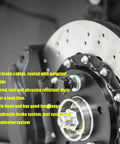 Close-up of a steel brake system highlighting the hub and rotor, compatible with 5m Steel Brake Line Kit With PVF Coating For Durable Hydraulic Brake System Replacement, Flexible Routing For Cars, Trucks And SUVs, 4.75mm Connectors And Screws Included, Universal Fit And Easy Install Bolt In.