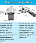 Commercial Pneumatic Strapping Machine Kit With A Lightweight Split Body Frame And One Hand Dial for steel strap sealing parameters.