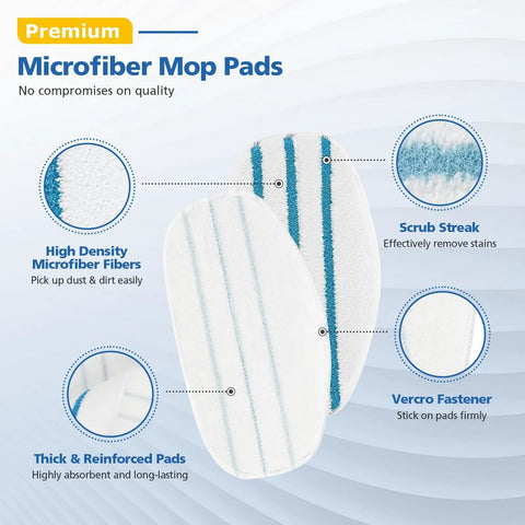 Six Pack Replacement Steam Mop Pads For ThermaPro 10 In 1 Steam Mop Velcro Design Fits Both Old And New Models Easy On Easy Off Cleaning Pads For Quick Spotless Floors