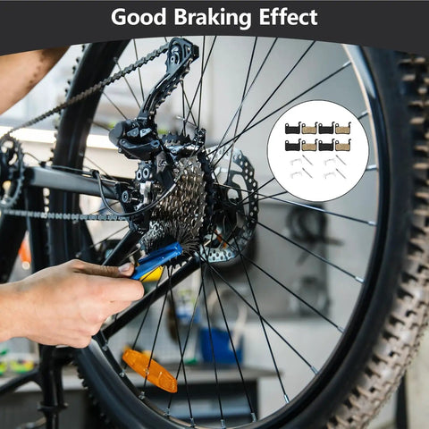 Mechanic installing 4 Pairs Resin Disc Brake Pads For MTB Mountain Bikes, Quiet, Durable Replacement Pads Compatible With Deore XT SLX M975