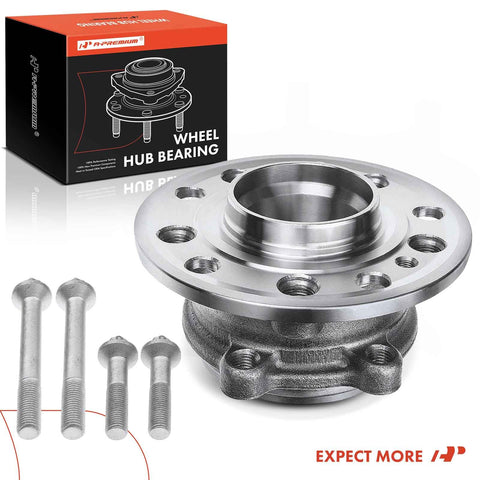 Front Wheel Bearing And Hub Assembly For Mercedes-Benz C300 C350e E300 E350 E450 GLC300 CLS450 GLC43 AMG AWD Compatible Replacement Hub Bearing Set With Precise Fit And Durable Construction And Beefed Up Easy Install with bolts shown