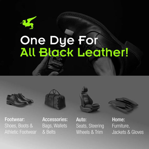 Permanent Black Leather Dye For Shoes And Boots 2.5 Ounce Restores Scuffs And Fading On Leather And Suede For Furniture Car Seats Jackets Upholstery And More.
