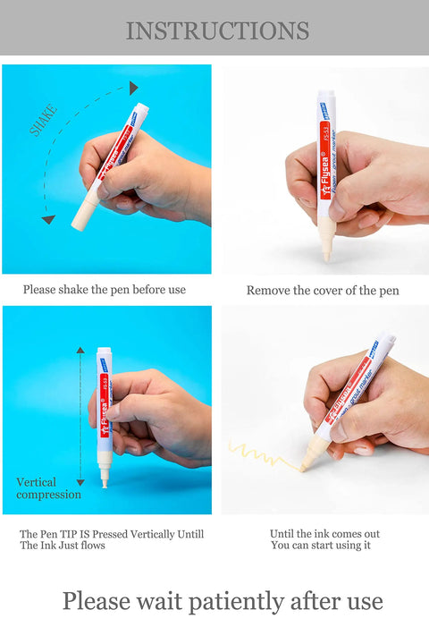 Hand using Five Pack Grout Pen Fixer To Renew Tile Lines And Restore Tile Walls And Floors In Bathrooms And Kitchens Fawn Color