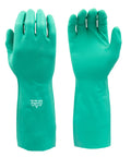 Heavy Duty Nitrile Glove Set, 15 Mil Chemical-Resistant, 13 Inch Gauntlet With Bisque Grip, Latex Free, Small, Green Gloves
