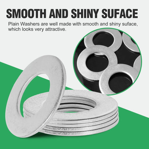 Smooth One And A Half Inch Stainless Steel Flat Washers With Three Inch Outside Diameter Made From 304 Stainless Steel