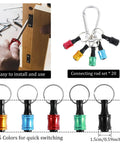 One Quarter Inch Hex Bit Holder Keychain Kit With Quick Change System Aluminum Alloy Carabiner, 5 color bits shown