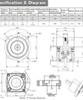 Technical diagram and dimensions for Harmonic Gear Drive Reducer For Nema 17 Motors, Small Strain Wave Gearbox With 30 To 1 Rotary Reduction.