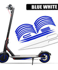 Reflective Waterproof Scooter Sticker Cover for Electric Scooters, Durable Scratch Resistant Body Decal in Blue, shown with accessories