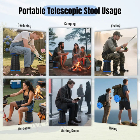 Upgraded Foldable Stool Set Of 2 Portable Collapsible Chair For Fishing And Outdoor Adventures in various outdoor settings